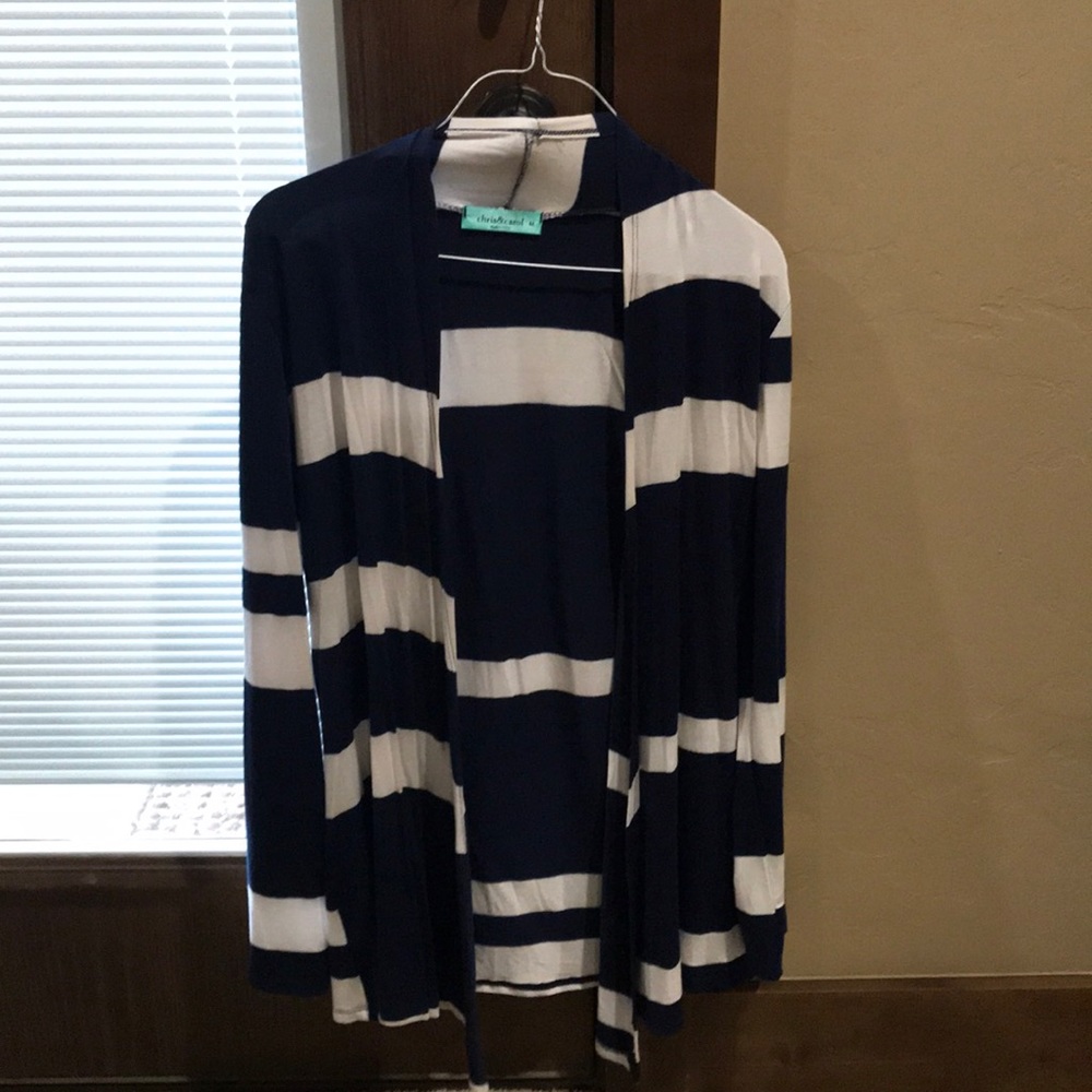 Navy Blue and White Carnigan